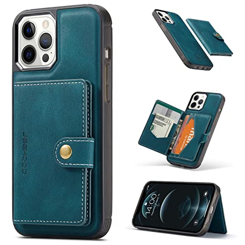 HERCN Schutzhülle aus PU-Leder für iPhone 12 Pro Max 6,7 Zoll; Kartenhalter – Standfunktion – Funktionelle Handyabdeckung mit Kleiner magnetischer Brieftasche. (Blau) von HERCN