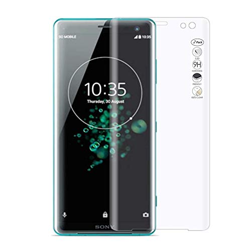 HERCN Sony Xperia XZ3 5,7 Zoll 3D-Displayschutzfolie, ultradünn, 3D, gebogen, 9H, Hartglas, für Sony Xperia XZ3 Smartphone (transparent & 2 Stück) von HERCN