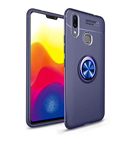 HERCN Xiaomi Mi Max 3 Hülle,Ultra Slim Silikon TPU mit Metallring Grip Kickstand Protection Case mit Standfunktion/Unterstützung Magnetische Auto Mount Funktion für Mi Max 3 Smartphone (Blau) von HERCN