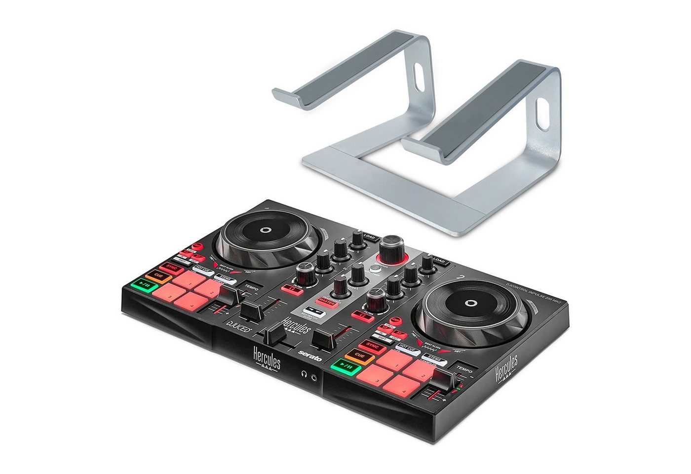 HERCULES DJ Controller DJ Inpulse 200 MK2 mit Ständer Silber von HERCULES