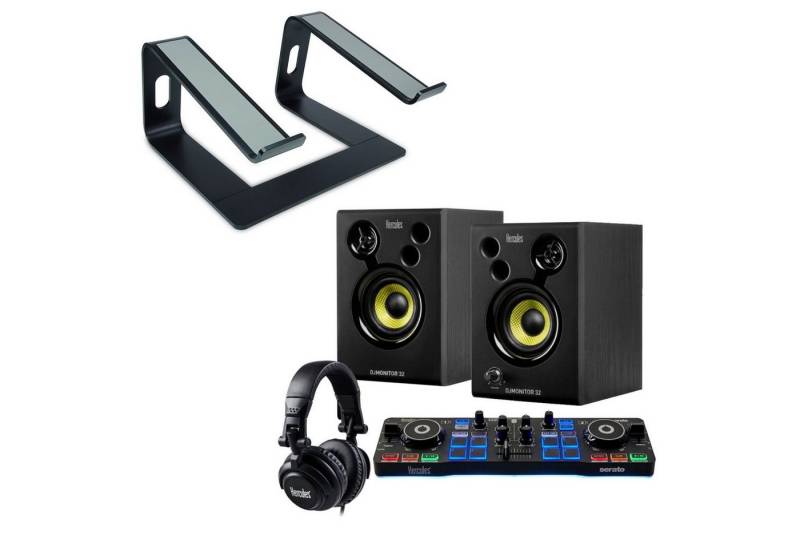 HERCULES DJ Controller DJ Starter Kit DJ Set mit Ständer Schwarz von HERCULES