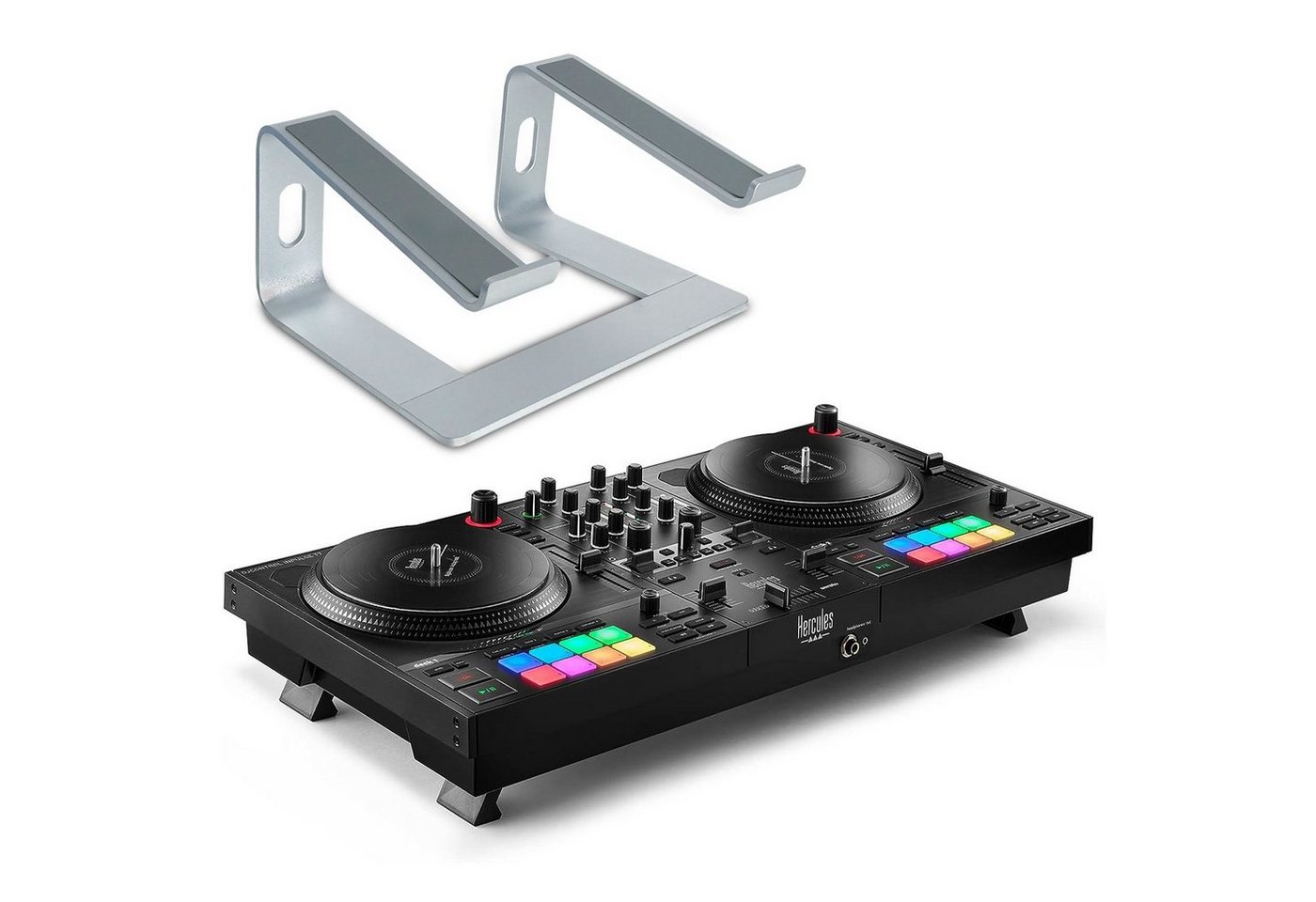 HERCULES DJ Controller DJControl Inpulse T-7 2-Deck USB-DJ-Pult, (inkl DJ-Software), mit Laptopständer von HERCULES