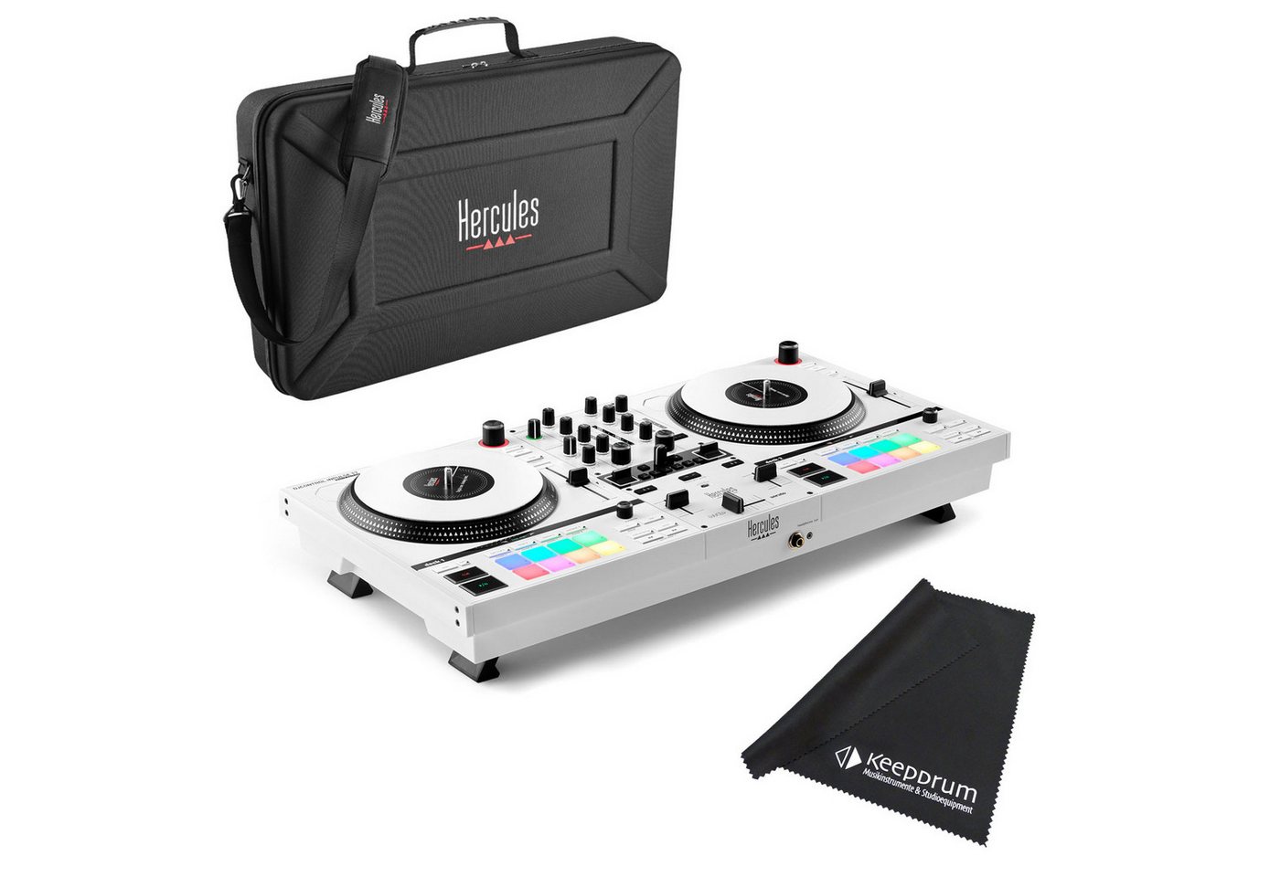 HERCULES DJ Controller Hercules DJ Controller Inpulse T-7 Weiss mit Tasche und Tuch, (Vorteils-Set mit Tasche), DJ Controller von HERCULES