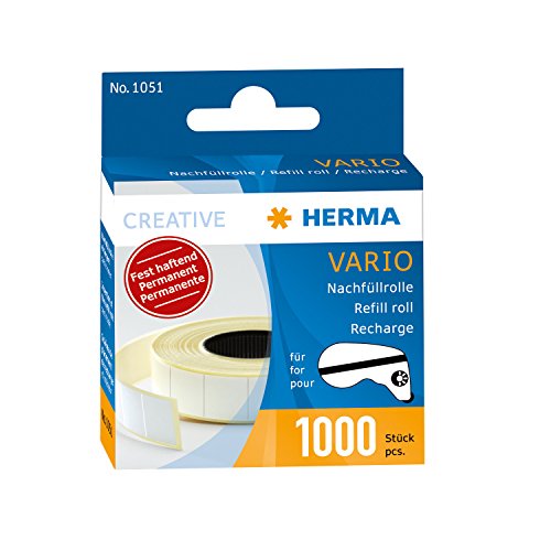 HERMA 10 x Nachfüllrolle für Vario-Klebespender fest haftend 1000 Klebestücke, 1051, weiß, 13x12mm HERMA 10 x Nachfüllrolle für Vario-Klebespender fest haftend 1000 Klebestücke, 1051, weiß, 13x12mm von HERMA