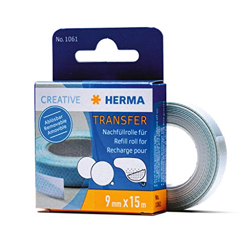 HERMA 1061 Kleberoller Nachfüllkassette doppelseitig ablösbar, 15 m, selbstklebende Klebeband Nachfüllrolle für Klebebandroller, Refill für Fotos, Basteln, Schule & Büro von HERMA