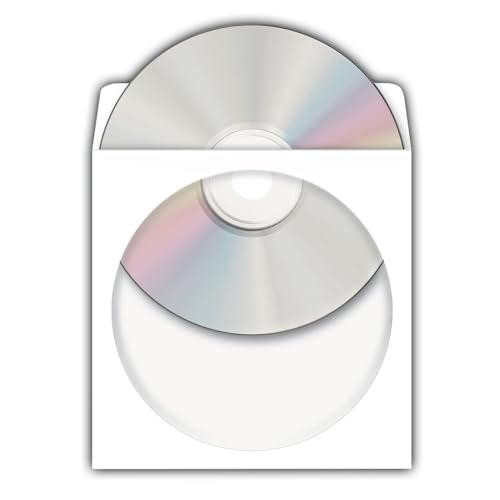 HERMA 1141 CD DVD Papier-Schutzhüllen, 1000 Stück, CD Umschläge Papierleerhüllen mit Sichtfenster, DVD Schutzhüllen Papierhüllen mit Fenster, Rückseite selbstklebend, weiß von HERMA