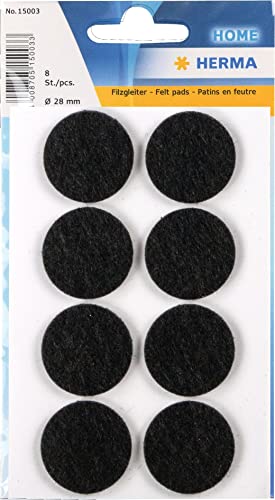 HERMA 15003 Filzgleiter Selbstklebend Schwarz Rund, 8 Stück, Ø 28 mm, Möbelgleiter für Stühle Möbel, Bodengleiter aus Filz für Laminat Parkett Hartholzböden HERMA 15003 Filzgleiter Selbstklebend Schwarz Rund, 8 Stück, Ø 28 mm, Möbelgleiter für Stühle Möbel, Bodengleiter aus Filz für Laminat Parkett Hartholzböden von HERMA
