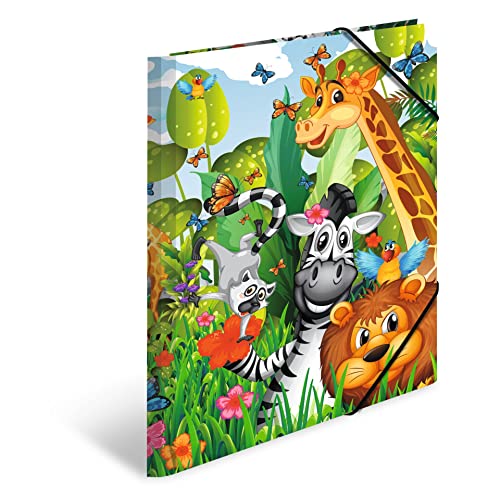 HERMA Sammelmappen A4 Dschungel Set, 3 Stück, Eckspanner-Mappen aus Pappe mit Kindergarten Motiv, Gummizug, Innenklappen und Innendruck für Jungen, Mädchen und Kinder HERMA Sammelmappen A4 Dschungel Set, 3 Stück, Eckspanner-Mappen aus Pappe mit Kindergarten Motiv, Gummizug, Innenklappen und Innendruck für Jungen, Mädchen und Kinder von HERMA