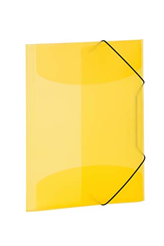 HERMA 19514 Sammelmappen A3 Transluzent Gelb, 3 Stück, Kinder Eckspanner-Mappen aus Kunststoff mit Innenklappen & Gummizug, stabiles Einschlagmappen Set aus Plastik für Jungen & Mädchen von HERMA