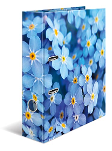 HERMA 19557 Ordner A4 Blumen Blue Flowers, 10er Set, 7 cm breit, stabiler Karton, farbiger Außen- und Innendruck im hochwertigen Design, Ringordner, Aktenordner, Büroordner, Motiv-Ordner von HERMA