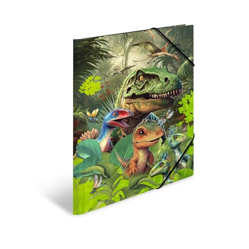 HERMA Sammelmappe A3 Dinosaurier, Kinder Eckspanner-Mappe aus Pappe mit Tier Dino Motiv, Gummizug, Innenklappen und Innendruck für Jungen und Mädchen HERMA Sammelmappe A3 Dinosaurier, Kinder Eckspanner-Mappe aus Pappe mit Tier Dino Motiv, Gummizug, Innenklappen und Innendruck für Jungen und Mädchen von HERMA