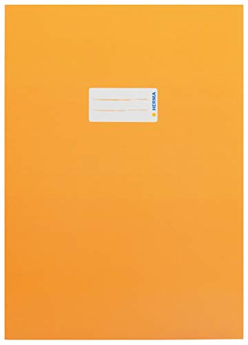 HERMA 19747 Heftumschlag A4 Karton Orange, Hefthülle mit Beschriftungsfeld aus stabilem & extra starkem Papier, Heftschoner für Schulhefte, farbig von HERMA