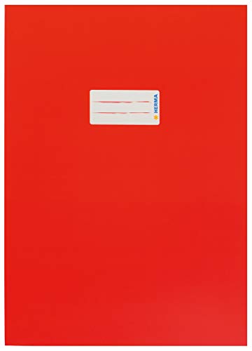 HERMA 19748 Heftumschläge A4 Karton Rot, 10 Stück, Hefthüllen mit Beschriftungsfeld aus stabilem & extra starkem Papier, Heftschoner Set für Schulhefte, farbig von HERMA
