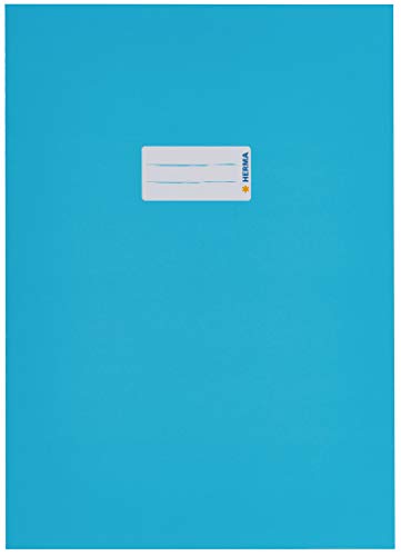 HERMA 19750 Heftumschlag A4 Karton Hellblau, Hefthülle mit Beschriftungsfeld aus stabilem & extra starkem Papier, Heftschoner für Schulhefte, farbig von HERMA