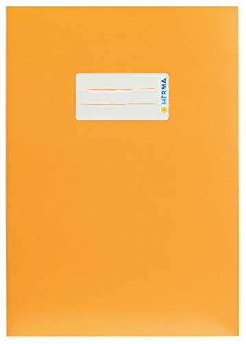HERMA 19761 Heftumschlag A5 Karton Orange, Hefthülle mit Beschriftungsfeld aus stabilem & extra starkem Papier, Heftschoner für Schulhefte, farbig von HERMA