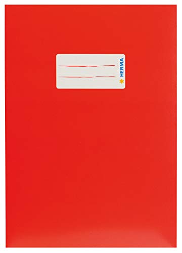 HERMA 19762 Heftumschläge A5 Karton Rot, 10 Stück, Hefthüllen mit Beschriftungsfeld aus stabilem & extra starkem Papier, Heftschoner Set für Schulhefte, farbig von HERMA