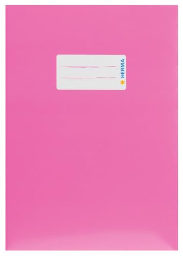 HERMA 19763 Heftumschlag A5 Karton Pink, Hefthülle mit Beschriftungsfeld aus stabilem & extra starkem Papier, Heftschoner für Schulhefte, farbig von HERMA