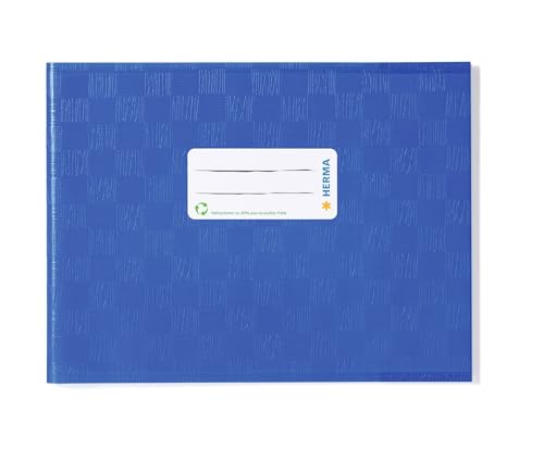 HERMA 19841 Heftumschläge A5 Quer Bast Blau, 10 Stück, Hefthüllen mit Beschriftungsetikett & Baststruktur aus strapazierfähiger & abwischbarer Polypropylen-Folie, Heftschoner für Schulhefte, farbig HERMA 19841 Heftumschläge A5 Quer Bast Blau, 10 Stück, Hefthüllen mit Beschriftungsetikett & Baststruktur aus strapazierfähiger & abwischbarer Polypropylen-Folie, Heftschoner für Schulhefte, farbig von HERMA