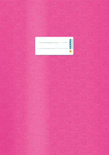 HERMA 19847 Heftumschläge A4 Bast Pink, 10 Stück, Hefthüllen mit Beschriftungsetikett & Baststruktur aus strapazierfähiger & abwischbarer Polypropylen-Folie, Heftschoner Set für Schulhefte, farbig von HERMA