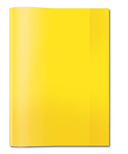 HERMA 19884 Heftumschläge A5 Transparent Gelb, 10 Stück, Hefthüllen aus strapazierfähiger & abwischbarer Polypropylen-Folie, durchsichtige Heftschoner Set für Schulhefte, farbig von HERMA