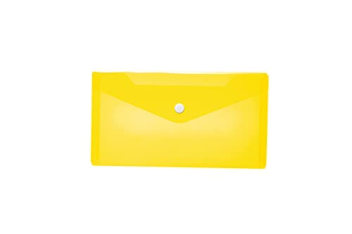 HERMA 20033 Dokumententasche DIN lang transparent gelb, kleiner Sichttaschen Umschlag mit Druckknopf, Briefumschlag aus Plastik für Schule, Uni, Büro, Reise von HERMA