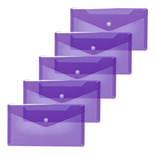 HERMA 20042 Dokumententaschen DIN lang transparent violett lila, 5 Stück, kleine Sichttaschen Umschläge mit Druckknopf, Briefumschläge aus Plastik für Schule, Uni, Büro, Reise HERMA 20042 Dokumententaschen DIN lang transparent violett lila, 5 Stück, kleine Sichttaschen Umschläge mit Druckknopf, Briefumschläge aus Plastik für Schule, Uni, Büro, Reise von HERMA