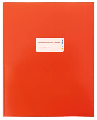 HERMA 20045 Heftumschlag Quart Karton Rot, Hefthülle mit Beschriftungsfeld aus stabilem & extra starkem Papier, Heftschoner für Schulhefte, farbig von HERMA