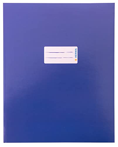 HERMA 20046 Heftumschlag Quart Karton Blau, Hefthülle mit Beschriftungsfeld aus stabilem & extra starkem Papier, Heftschoner für Schulhefte, farbig von HERMA