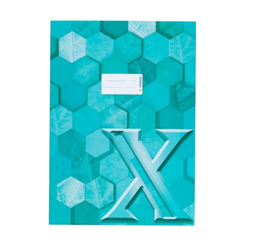 HERMA 20088 Heftumschlag A4 Karton Türkis, veredelte Hefthülle mit Beschriftungsfeld aus stabilem & extra starkem Papier, Heftschoner mit Hexagon Muster Motiv für Schulhefte, farbig von HERMA