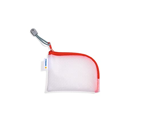 HERMA 20245 Reißverschlusstasche Reiseetui A7 transparent rot, kleine verschließbare Sichttasche mit Zipper, Kulturtasche für Handy, Ladekabel, Kosmetik, Stifte, Schlüssel von HERMA