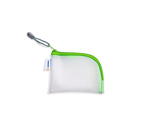 HERMA 20251 Reißverschlusstasche Reiseetui A7 transparent grün, kleine verschließbare Sichttasche mit Zipper, Kulturtasche für Handy, Ladekabel, Kosmetik, Stifte, Schlüssel von HERMA