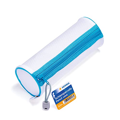 HERMA 20256 Federmäppchen Federtasche transparent blau, großes Schulmäppchen für Stifte mit Reißverschluss, Schlamppermäppchen für Jungen, Mädchen, Teenager, Kinder, Erwachsene von HERMA