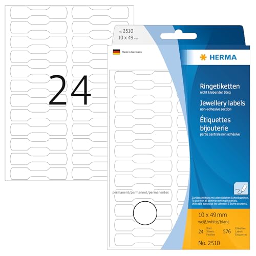 HERMA 2510 Preisetiketten, 600 Stück, 10 x 49 mm, 24 pro Bogen, selbstklebend, Ringetiketten zum Beschriften, matt, blanko Papier Schmucketiketten Aufkleber, weiß HERMA 2510 Preisetiketten, 600 Stück, 10 x 49 mm, 24 pro Bogen, selbstklebend, Ringetiketten zum Beschriften, matt, blanko Papier Schmucketiketten Aufkleber, weiß von HERMA