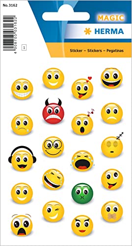 HERMA 3162 Aufkleber Smiley klein, 20 Stück, 3D Belohnung Sticker mit lustigen Emoji Gesicht Motiv, Kinder Etiketten für Schule Grundschule Schüler Tagebuch Scrapbooking Geburtstag Deko DIY Basteln HERMA 3162 Aufkleber Smiley klein, 20 Stück, 3D Belohnung Sticker mit lustigen Emoji Gesicht Motiv, Kinder Etiketten für Schule Grundschule Schüler Tagebuch Scrapbooking Geburtstag Deko DIY Basteln von HERMA