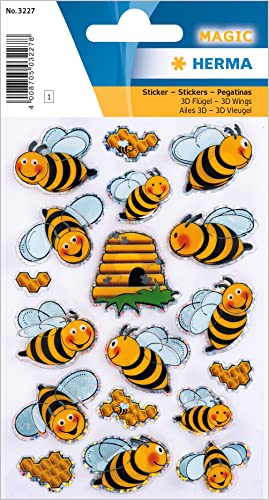 HERMA 3227 Aufkleber Bienen klein groß, 18 Stück, 3D Tiere Sticker mit Bienenwaben Bienenstock Motiv, Kinder Etiketten für Fotoalbum Tagebuch Poesiealbum Scrapbooking Geburtstag Deko DIY Basteln HERMA 3227 Aufkleber Bienen klein groß, 18 Stück, 3D Tiere Sticker mit Bienenwaben Bienenstock Motiv, Kinder Etiketten für Fotoalbum Tagebuch Poesiealbum Scrapbooking Geburtstag Deko DIY Basteln von HERMA
