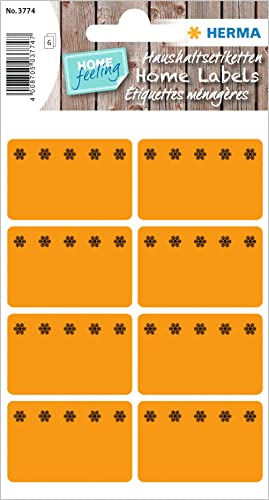 HERMA 3774 Tiefkühletiketten, 48 Stück, 26 x 40 mm, 8 pro Bogen, selbstklebend, matt, blanko Papier Gefrieretiketten zum Beschriften, Klebeetiketten Aufkleber für Gefriergut, orange von HERMA