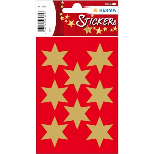 HERMA 3925 Sticker Sterne 6-zackig, gold Ø 33 mm aus Goldpapier, 6-zackig, permanent, 3 Blatt / 24 Sticker HERMA 3925 Sticker Sterne 6-zackig, gold Ø 33 mm aus Goldpapier, 6-zackig, permanent, 3 Blatt / 24 Sticker von HERMA