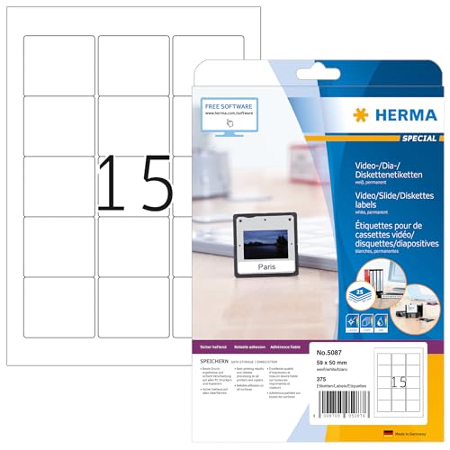 HERMA 5087 Disketten Etiketten 3,5 Zoll, 800 Blatt, 59 x 50 mm, 15 pro A4 Bogen, 12000 Stück, selbstklebend, bedruckbar, matt, blanko Papier ZIP-Disk Klebeetiketten Aufkleber, weiß HERMA 5087 Disketten Etiketten 3,5 Zoll, 800 Blatt, 59 x 50 mm, 15 pro A4 Bogen, 12000 Stück, selbstklebend, bedruckbar, matt, blanko Papier ZIP-Disk Klebeetiketten Aufkleber, weiß von HERMA
