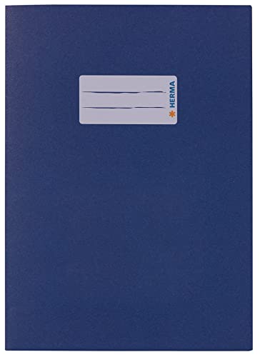 HERMA 5503 Heftumschläge A5 Papier Blau, 10 Stück, Hefthüllen mit Beschriftungsfeld aus extrem kräftigen Papier & satten Farben, Heftschoner Set für Schulhefte, farbig von HERMA