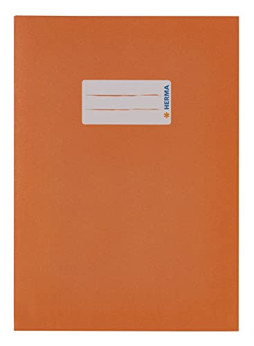 HERMA 5504 Heftumschläge A5 Papier Orange, 10 Stück, Hefthüllen mit Beschriftungsfeld aus extrem kräftigen Papier & satten Farben, Heftschoner Set für Schulhefte, farbig von HERMA