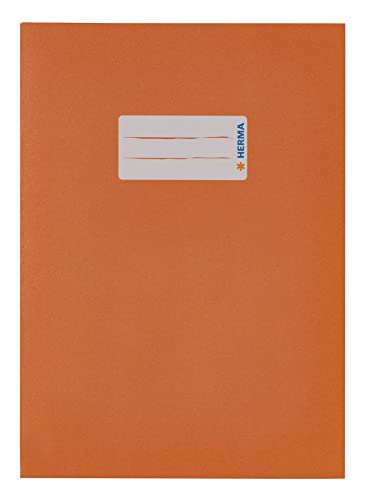 HERMA 5504 Heftumschlag A5 Papier Orange, Hefthülle mit Beschriftungsfeld aus extrem kräftigen Papier & satten Farben, Heftschoner für Schulhefte, farbig von HERMA
