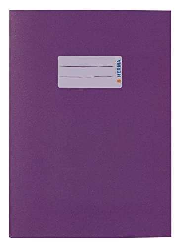 HERMA 5506 Heftumschläge A5 Papier Violett Lila, 10 Stück, Hefthüllen mit Beschriftungsfeld aus extrem kräftigen Papier & satten Farben, Heftschoner Set für Schulhefte, farbig von HERMA