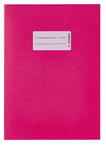 HERMA 5514 Heftumschlag A5 Papier Pink, Hefthülle mit Beschriftungsfeld aus extrem kräftigen Papier & satten Farben, Heftschoner für Schulhefte, farbig von HERMA
