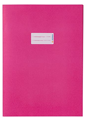 HERMA 5524 Heftumschläge A4 Papier Pink, 10 Stück, Hefthüllen mit Beschriftungsfeld aus extrem kräftigen Papier & satten Farben, Heftschoner Set für Schulhefte, farbig von HERMA