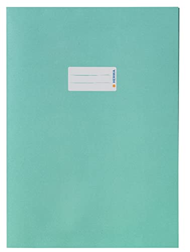 HERMA 5527 Heftumschlag A4 Papier Türkis, Hefthülle mit Beschriftungsfeld aus extrem kräftigen Papier & satten Farben, Heftschoner für Schulhefte, farbig von HERMA