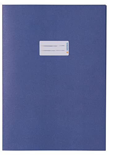 HERMA 5533 Heftumschlag A4 Papier Blau, Hefthülle mit Beschriftungsfeld aus extrem kräftigen Papier & satten Farben, Heftschoner für Schulhefte, farbig von HERMA
