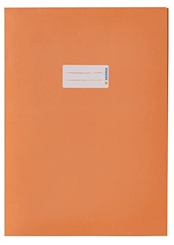 HERMA 5534 Heftumschlag A4 Papier Orange, Hefthülle mit Beschriftungsfeld aus extrem kräftigen Papier & satten Farben, Heftschoner für Schulhefte, farbig von HERMA
