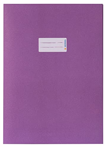 HERMA 5536 Heftumschläge A4 Papier Violett Lila, 10 Stück, Hefthüllen mit Beschriftungsfeld aus extrem kräftigen Papier & satten Farben, Heftschoner Set für Schulhefte, farbig von HERMA