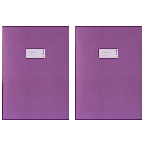 HERMA 5536 Heftumschlag A4 Papier Violett Lila, Hefthülle mit Beschriftungsfeld aus kräftigem Recycling Altpapier und satten Farben, Heftschoner für Schulhefte, farbig (Packung mit 2) von HERMA