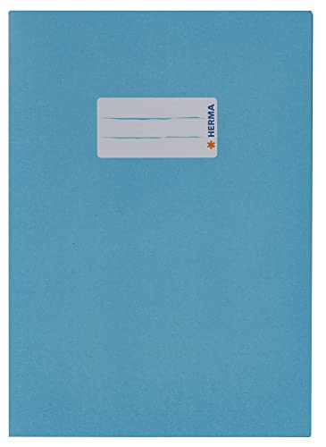 HERMA 7087 Heftumschläge A5 Papier Hellblau, 10 Stück, Hefthüllen mit Beschriftungsfeld aus extrem kräftigen Papier & satten Farben, Heftschoner Set für Schulhefte, farbig von HERMA